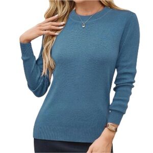 ARACH & CLOZ Blue Womens Wool Blend Crew Neck Long Sleeve Sweater Sz S